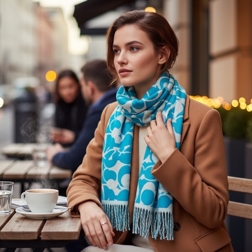 Coach Teal Merino Wool Signature Scarf - Picture 3 of 10